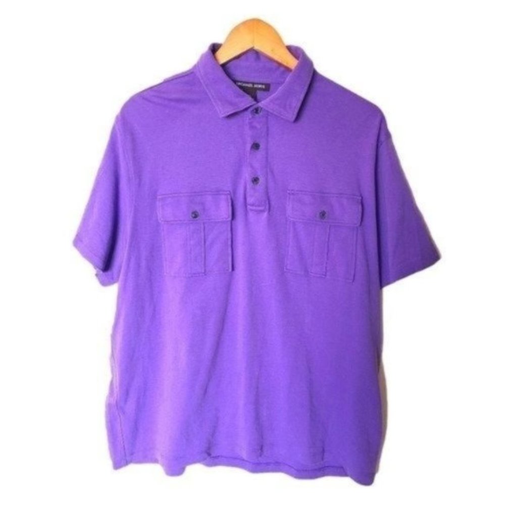Michael Kors Mens Polo‎ Shirt Purple Size XL Cotton
